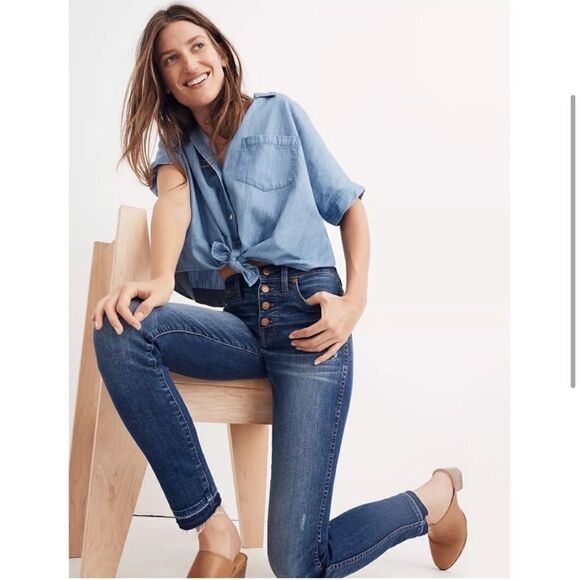 10" High-Rise Skinny Jeans: Drop-Hem Edition 25 Button Fly Magic Pockets $135 - Picture 2 of 14